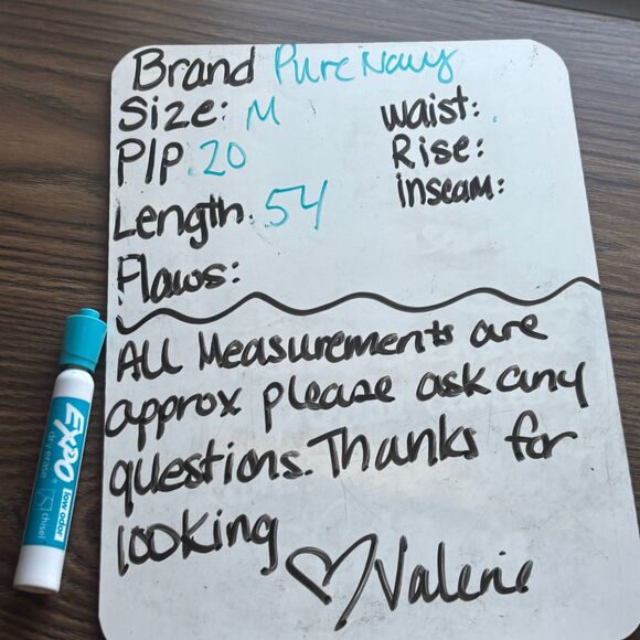 Pure Navy Linen Teal Button Down Midi Shirt Dress Pockets Beachy Coastal Size S - Picture 14 of 14